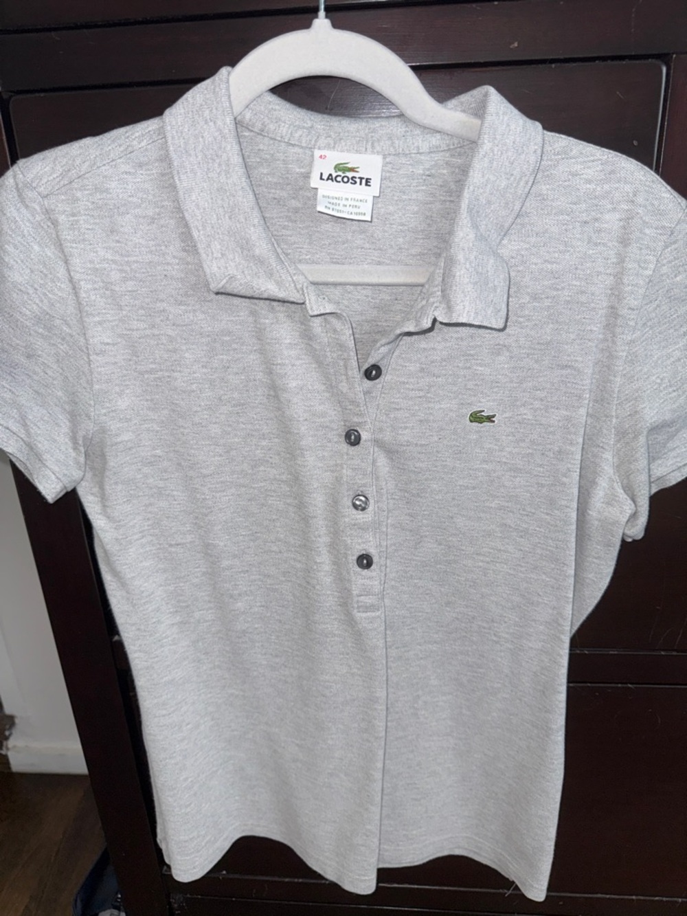 Lacoste Light Grey Polo with Green Crocodile